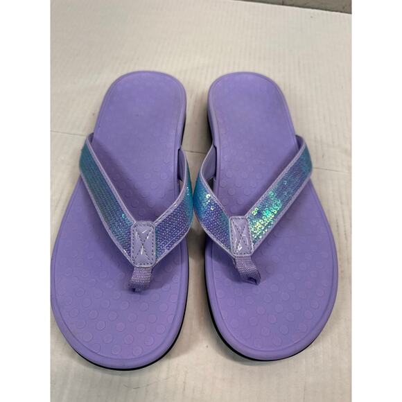 Vionic Women’s Tide Sequins Purple Toe Post Sandals Flip Flops Size 10 - Picture 1 of 4